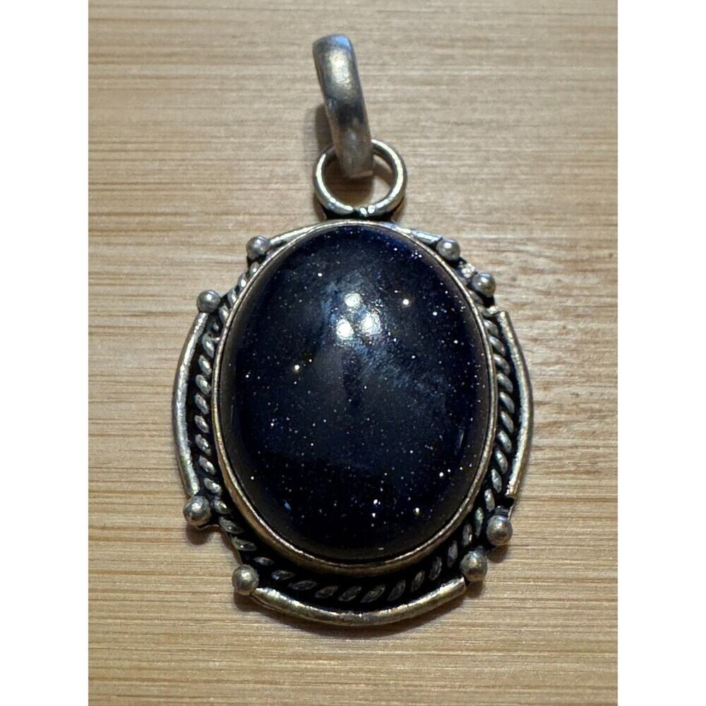 .925 Blue/Purple Sandstone, Oval Cabochon Pendent, Artizan